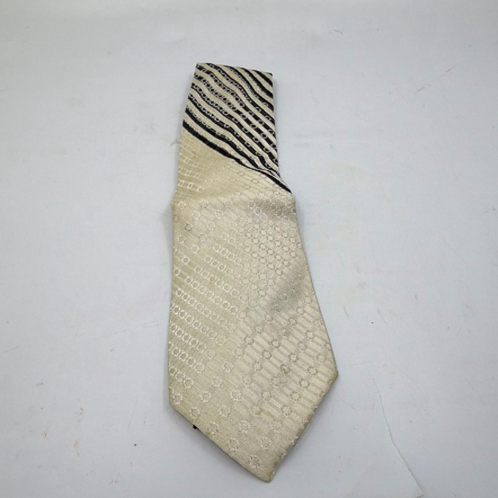 Pépin Cabin Beige Silk Striped Geometric Tie